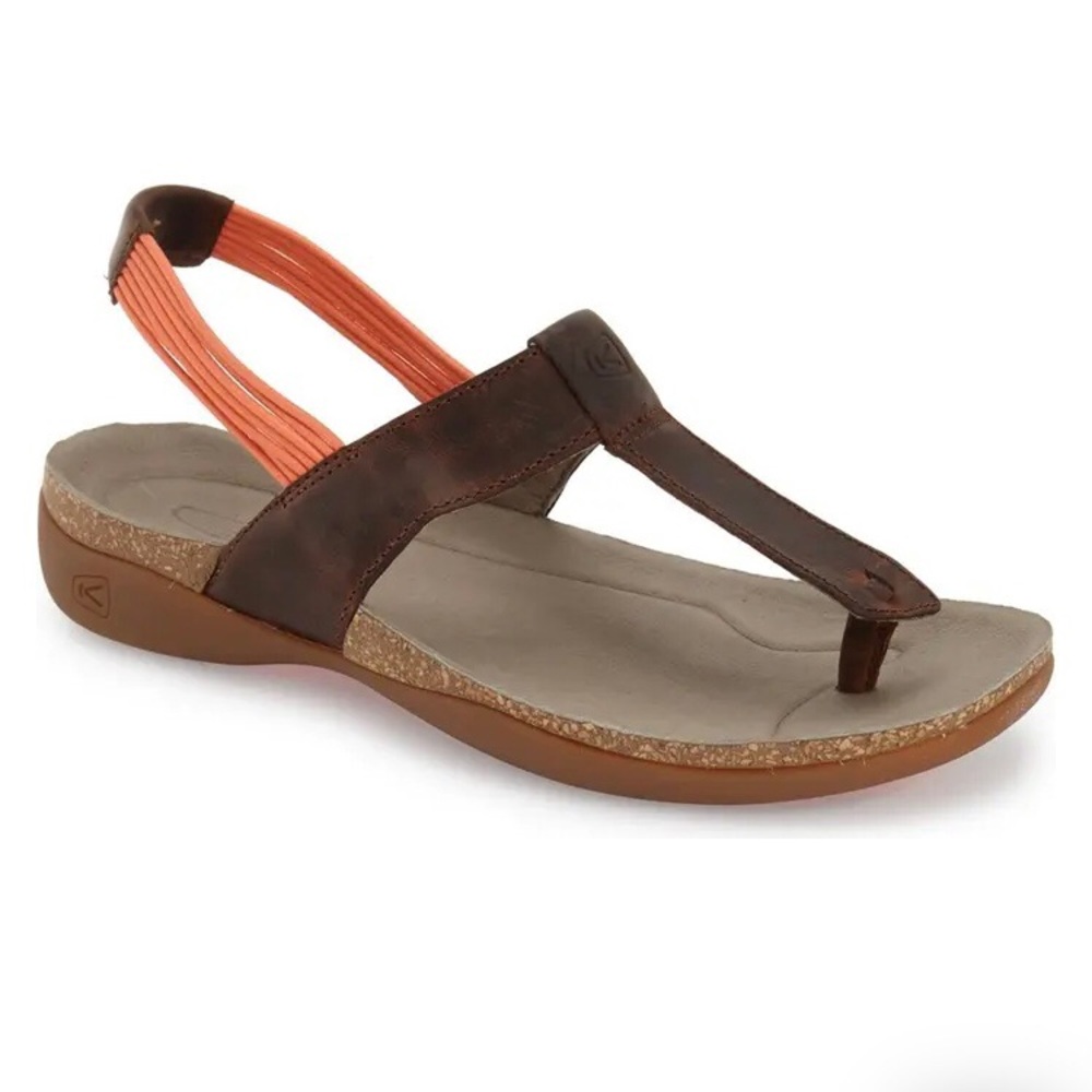 KEEN 🌺 Dauntless Brown Leather Thong Sandals Cork & Rubber Sole - 9 1/2, 9.5